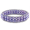 Pulsera al por mayor 2013 fábrica customed FH -35 5-5.5mm Púrpura de perlas de agua dulce cultivadas y perlas de metal pulsera elástica